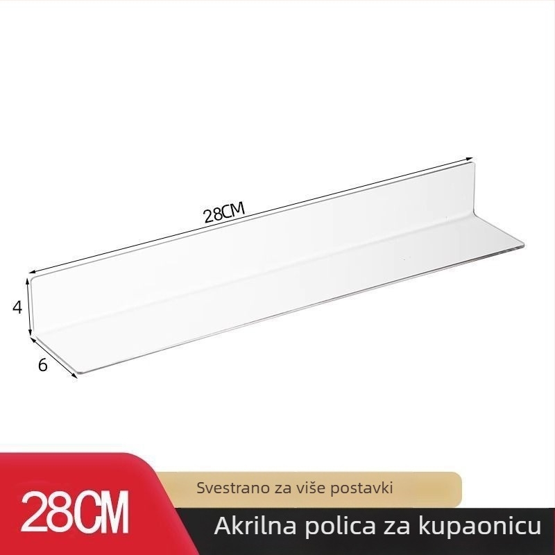 Prozirni akrilni ogledni ormarić s L-oblikom pregrade za sprječavanje pada, organizator kozmetike u kupaonici