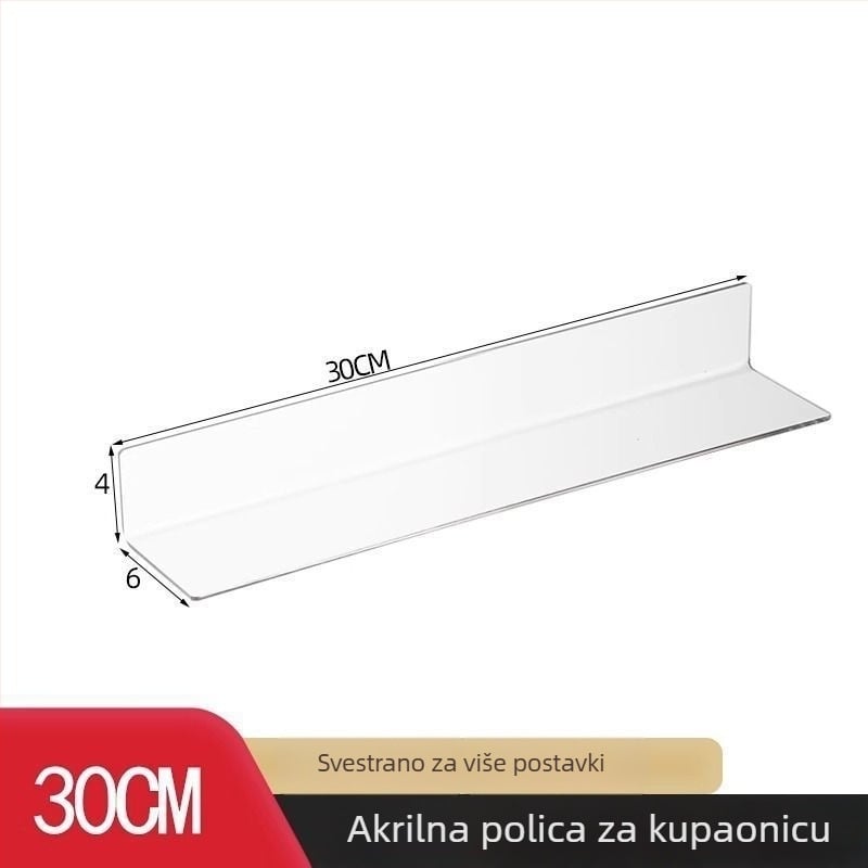 Prozirni akrilni ogledni ormarić s L-oblikom pregrade za sprječavanje pada, organizator kozmetike u kupaonici