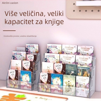 Prozirni akrilni izložbeni stalak za brošure, novine, knjige i uredske potrepštine