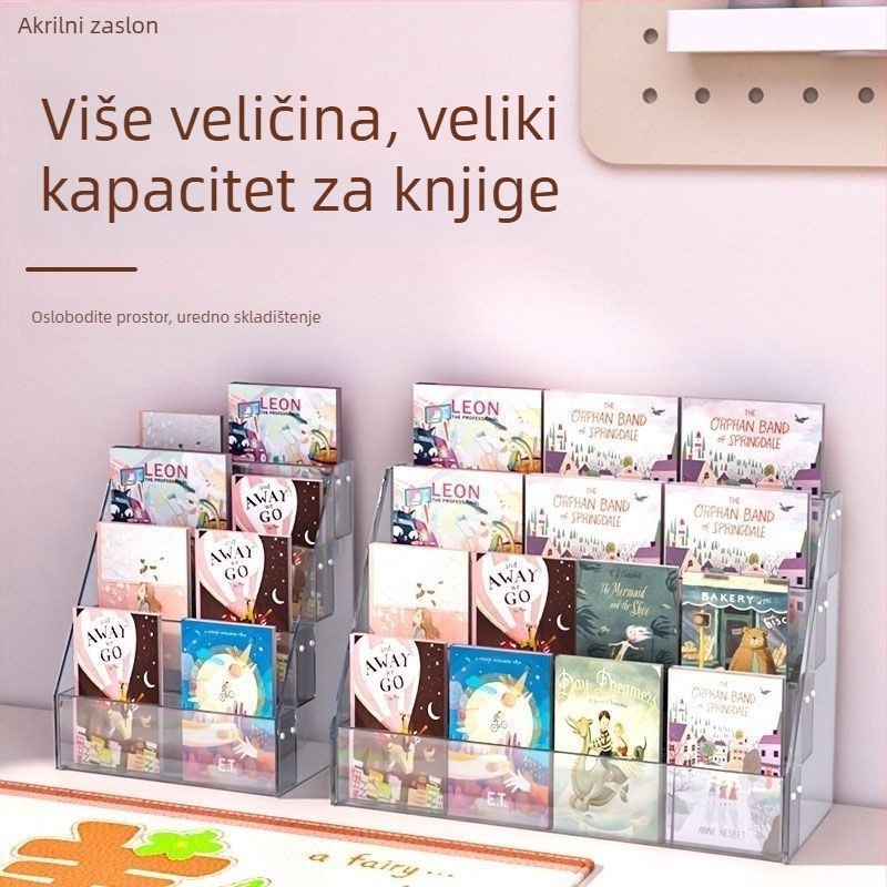 Prozirni akrilni izložbeni stalak za brošure, novine, knjige i uredske potrepštine
