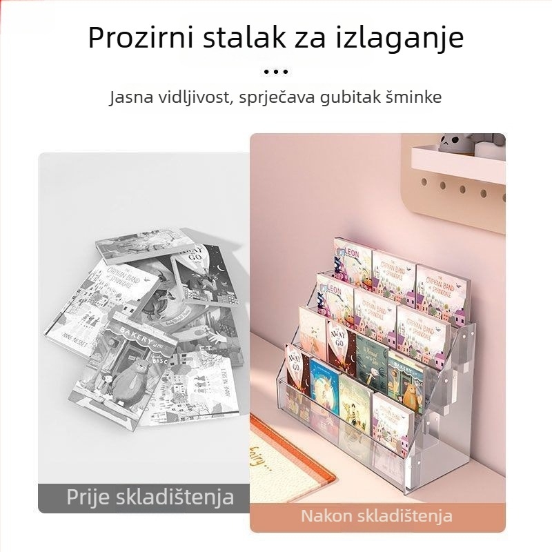 Prozirni akrilni izložbeni stalak za brošure, novine, knjige i uredske potrepštine