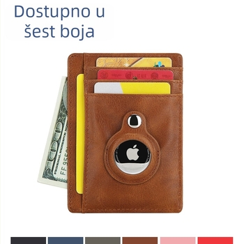 AirTag futrola od PU kože Crazy Horse za Apple Tracker, RFID držač kartica, novčanik i pretinac za kovanice