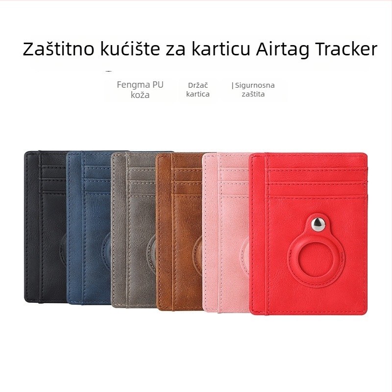 AirTag futrola od PU kože Crazy Horse za Apple Tracker, RFID držač kartica, novčanik i pretinac za kovanice