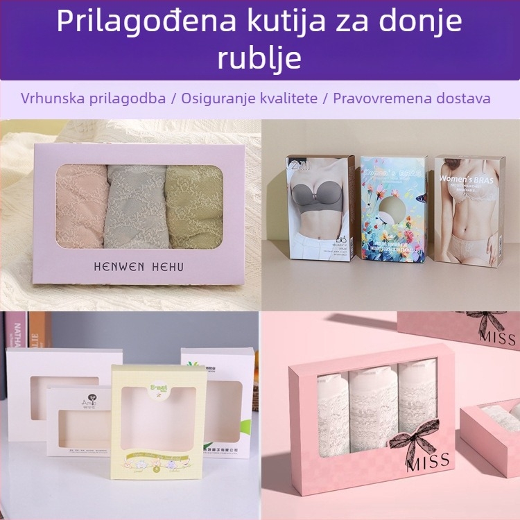 Prozirna kutija za pakiranje čarapa s tiskom – kutija za donje rublje, kartonska kutija za poklon