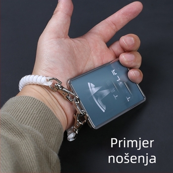 Prozirni akril dvostruki držač kartica s elastičnim privjeskom za ID, karticu prijevoza, karticu za obrok i radnu iskaznicu