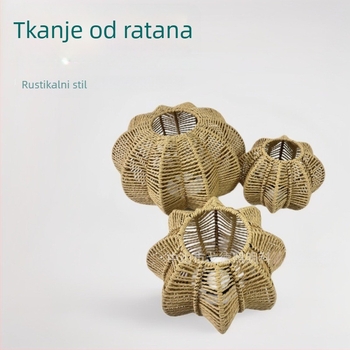 Sjenilo za lampu u obliku tikve američkog stila za Noć vještica, pastoralni stil, ručno pleteno od papirnate užadi