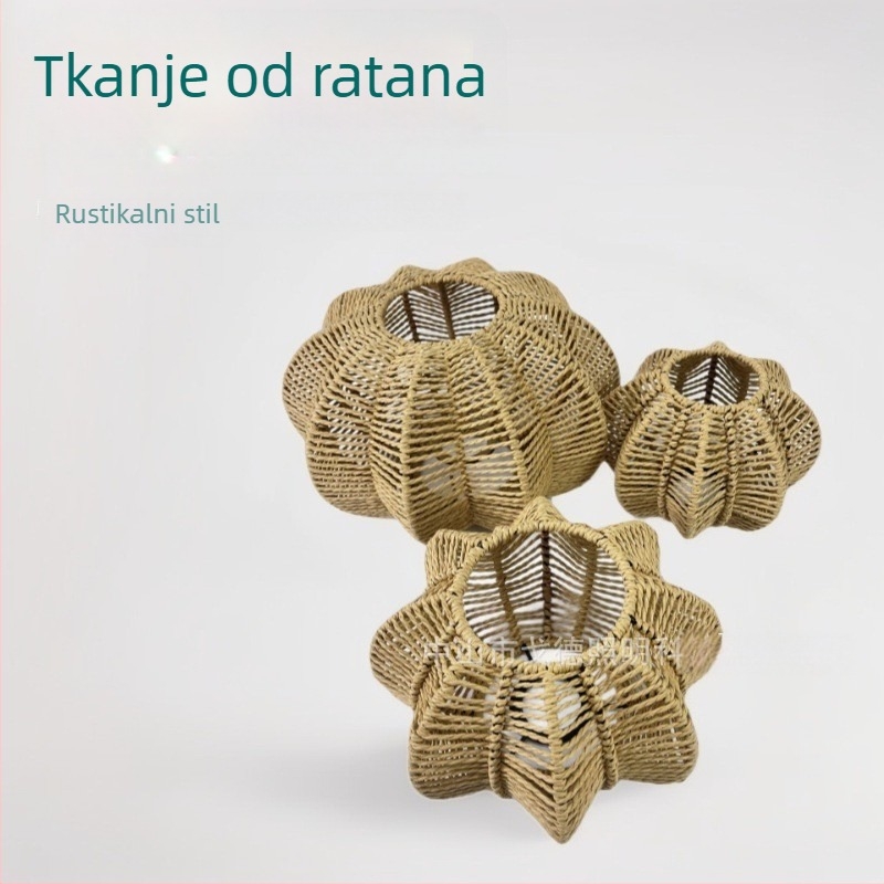 Sjenilo za lampu u obliku tikve američkog stila za Noć vještica, pastoralni stil, ručno pleteno od papirnate užadi