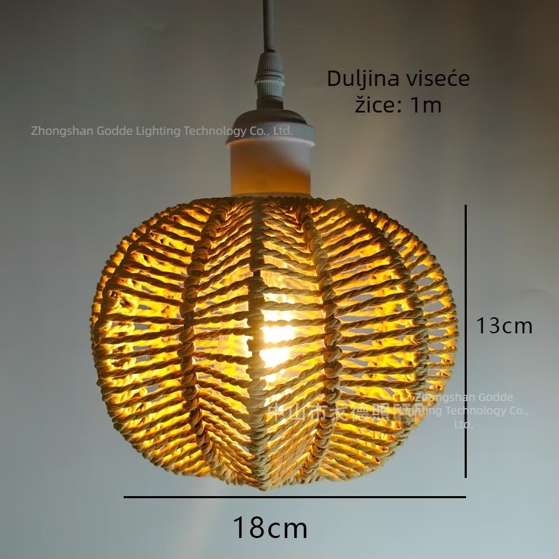 Sjenilo za lampu u obliku tikve američkog stila za Noć vještica, pastoralni stil, ručno pleteno od papirnate užadi