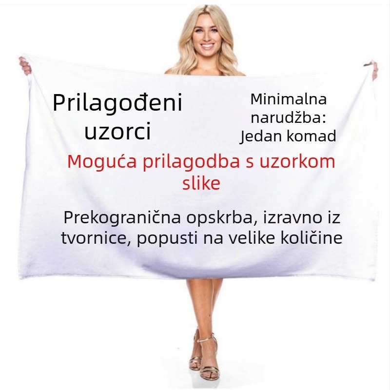 Prilagođeni 3D digitalni ispis ručnika za kupanje, pravokutni mikrovlaknasti ručnik za kupanje i plažu