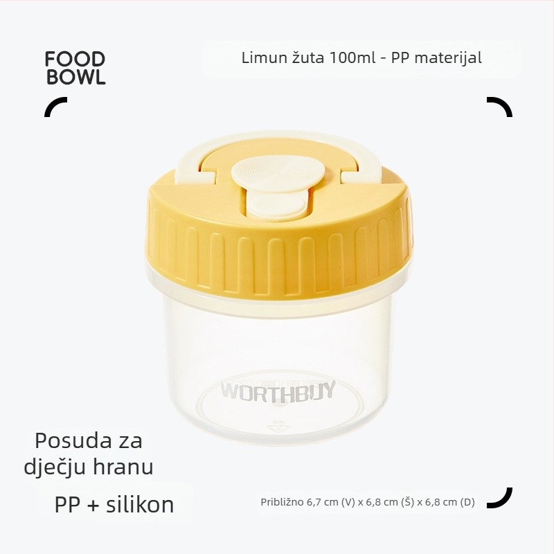 Prenosna plastična kutija za čuvanje hrane za bebe i grickalica, s rotirajućim poklopcem, kompaktna