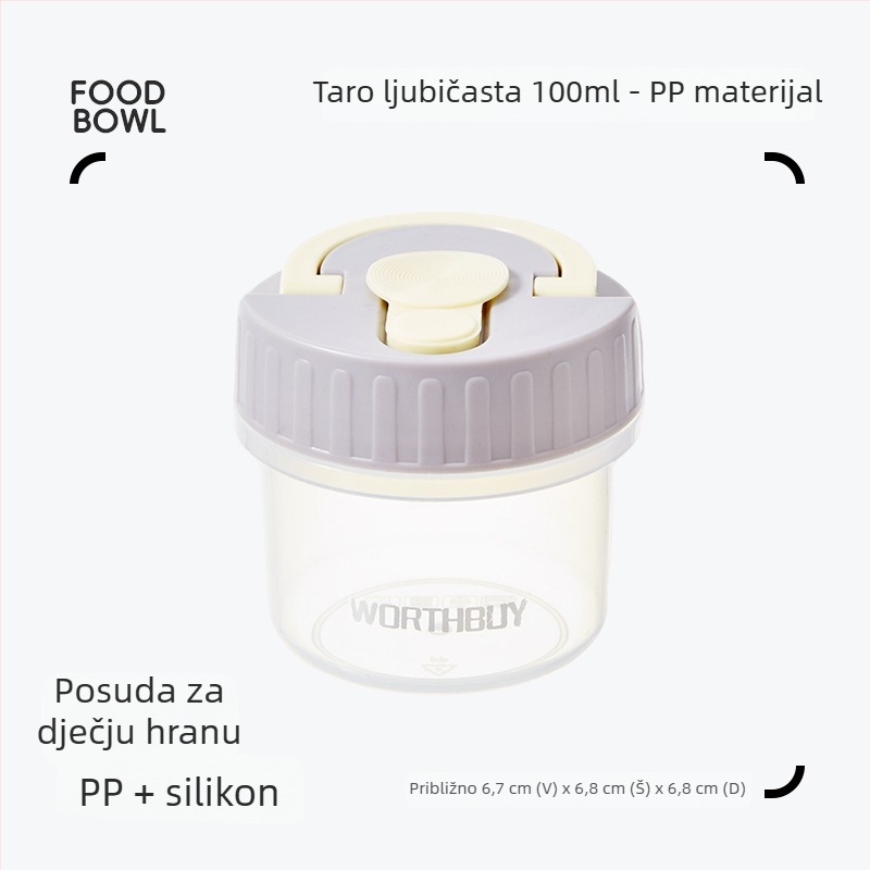 Prenosna plastična kutija za čuvanje hrane za bebe i grickalica, s rotirajućim poklopcem, kompaktna
