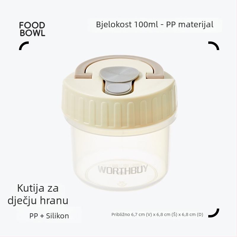Prenosna plastična kutija za čuvanje hrane za bebe i grickalica, s rotirajućim poklopcem, kompaktna