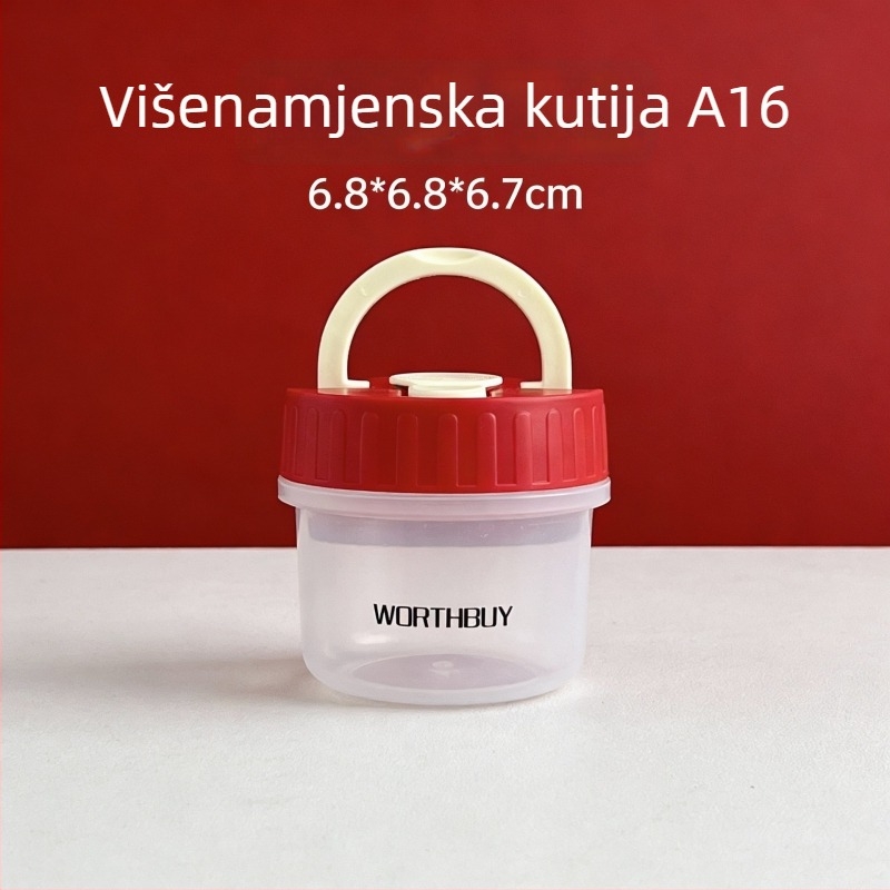 Prenosna plastična kutija za čuvanje hrane za bebe i grickalica, s rotirajućim poklopcem, kompaktna