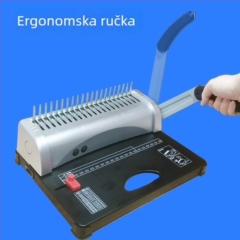 Ručna mašina za povezivanje s 21 rupa, comb tip, za dokumente A3/A4, s gumom trakom