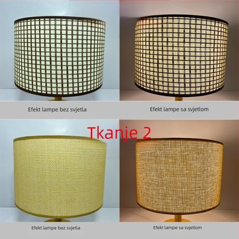 Ručni pleteni abazur od lanenog platna, kružnog oblika, za stolnu, noćnu, zidnu ili podnu lampu