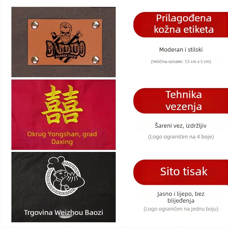 Pregača od pamuka twill s prilagođenim logotipom, sklopiva, mekana radna pregača