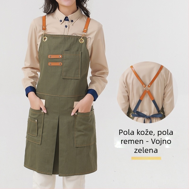Pregača od pamuka twill s prilagođenim logotipom, sklopiva, mekana radna pregača