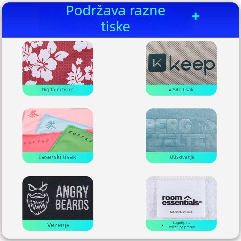 Prilagodljiv ručnik za plažu s digitalnim otiskom, brzo suši, od ultra-tankih vlakana; upija vodu i ne ostavlja vlakna