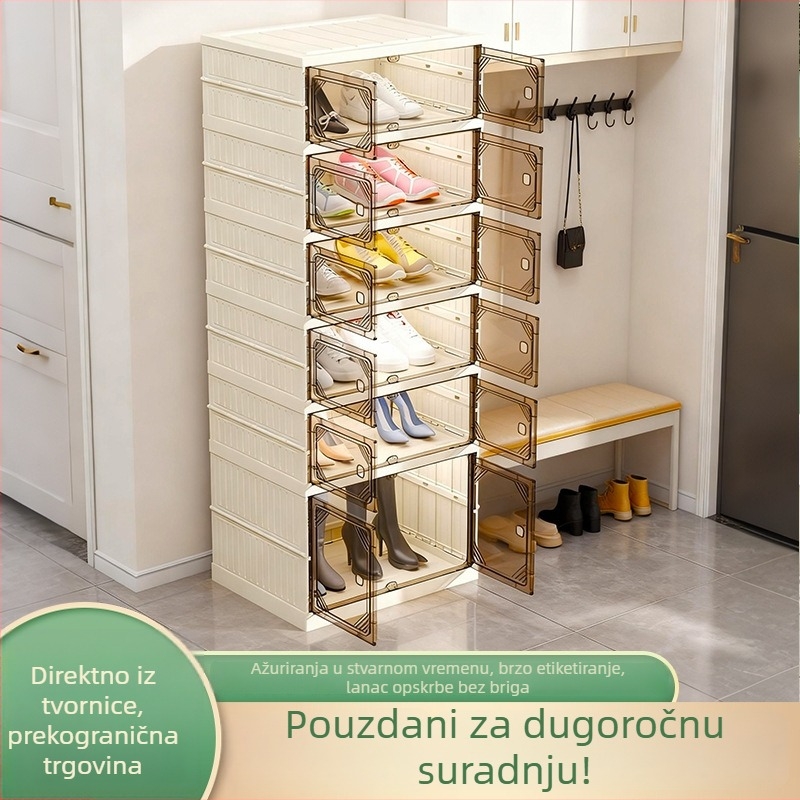 Ormar za cipele bez montaže, višeslojni plastični sustav za pohranu, proziran, otporan na prašinu, sklopiv