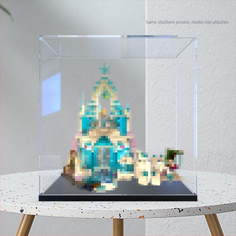 Akril kutija za izlaganje sa svjetlom u krugu za set građevinskih blokova Ledeni dvorac Elze (Disney Princess 43172)