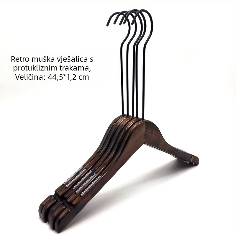 Visokokvalitetna drvena vješalica za žene, protuklizna, 20 cm kuka, vintage vješalica za hlače