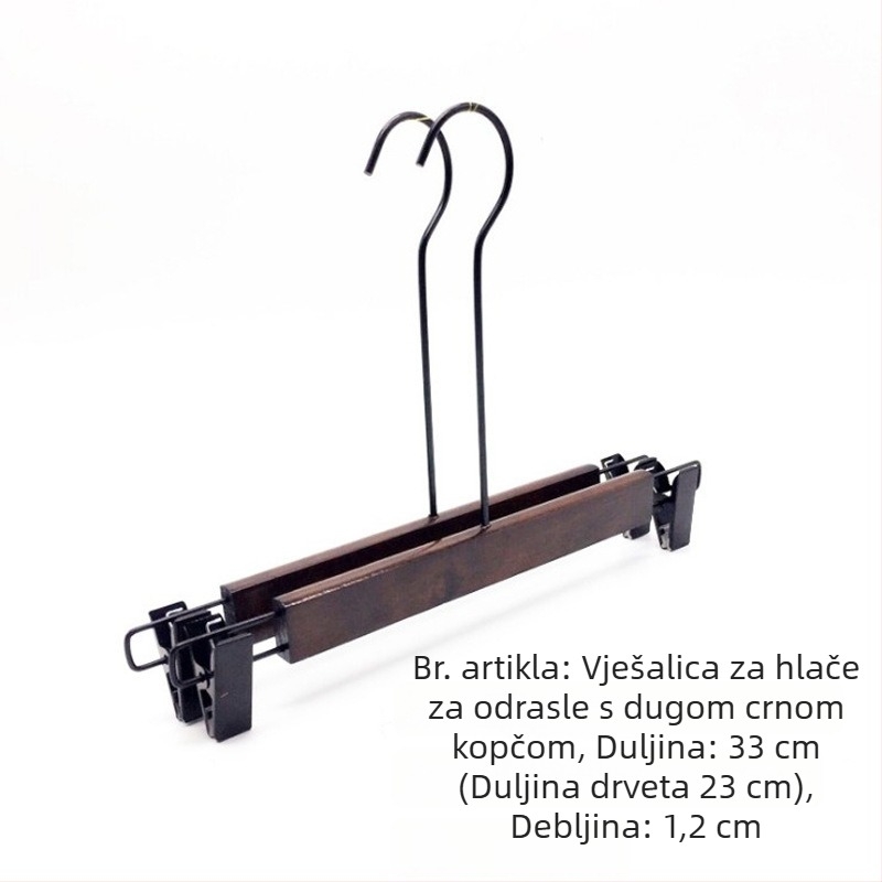 Visokokvalitetna drvena vješalica za žene, protuklizna, 20 cm kuka, vintage vješalica za hlače