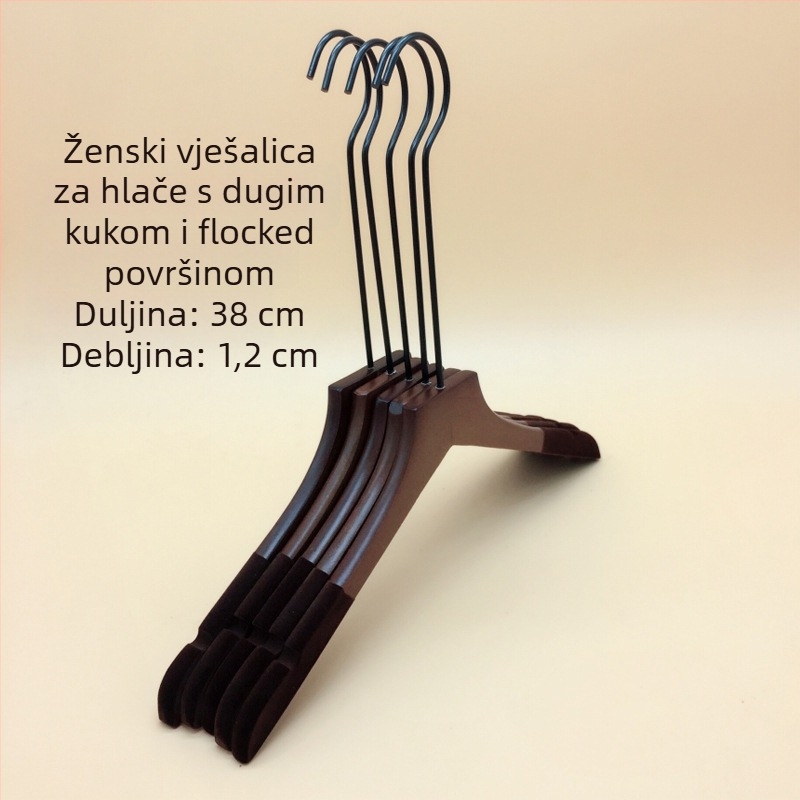 Visokokvalitetna drvena vješalica za žene, protuklizna, 20 cm kuka, vintage vješalica za hlače