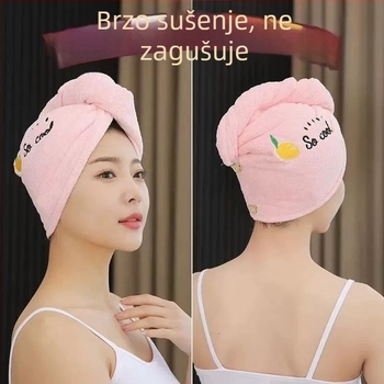 Jednobojna dvostruka kapa za sušenje kose, iznimno upijajuća i brzo sušeća, coral fleece, za žene i djecu