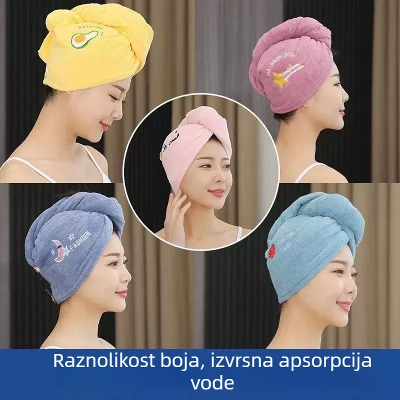 Jednobojna dvostruka kapa za sušenje kose, iznimno upijajuća i brzo sušeća, coral fleece, za žene i djecu