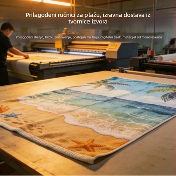 Plažni ručnik od mikrovlakana s digitalnim otiskom izravno iz tvornice, prilagodljiv vašem dizajnu, brzo se suši i dobro upija.