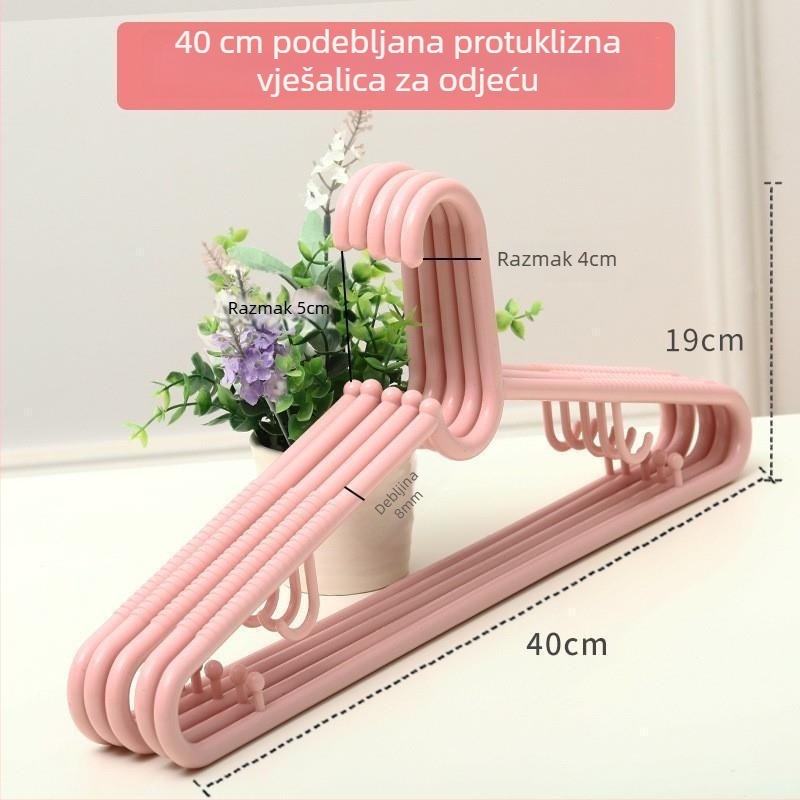 Bezšivne plastične vješalice za kućnu upotrebu, protiv klizanja, čvrste, debeljih, povećane i produžene za vješanje i sušenje odjeće