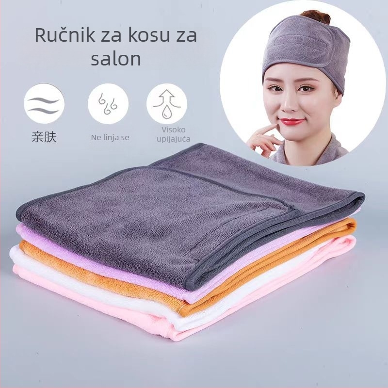 Runle Turban s Velcro za kosu, mikrovlaknasti ručnik za sušenje kose, uklanjanje šminke i priprema za lice