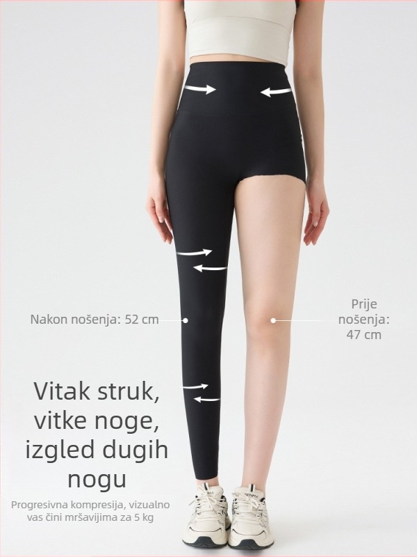 Ženske leggings za jogu s kontrolom trbuha i podizanjem stražnjice, mršav kroj, tanke ljetne legice