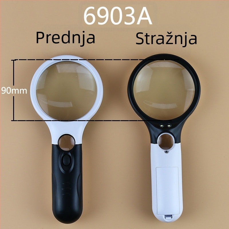 Ručna povećala s LED osvjetljenjem za čitanje starijima, 3x/45x, prijenosna, za nakit