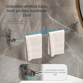 Zidni držač ručnika u kupaonici sa usisnom čašom, bez bušenja, dvostruko skladištenje