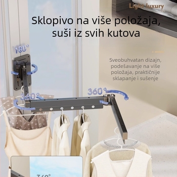 Good rhyme zidni teleskopski sušilac za odjeću za kupaonicu i balkon, bez bušenja, s jednom šipkom