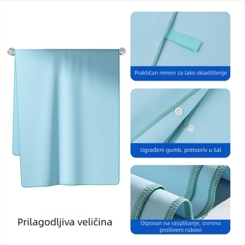 Dvostrani fleece ručnik za plivanje i fitness, brzo suši, lagan i sklopiv, absorbentna podloga za aktivnosti na otvorenom
