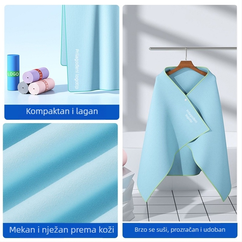 Dvostrani fleece ručnik za plivanje i fitness, brzo suši, lagan i sklopiv, absorbentna podloga za aktivnosti na otvorenom