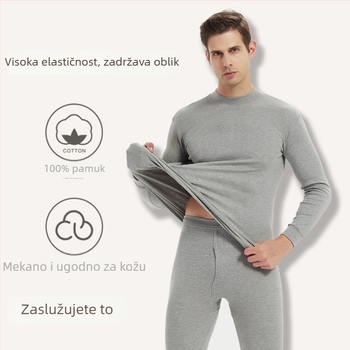 Unisex komplet termalne odjeće od 100% pamuka, tanak materijal, okrugli izrez, gornji dio s dugim rukavima i hlače
