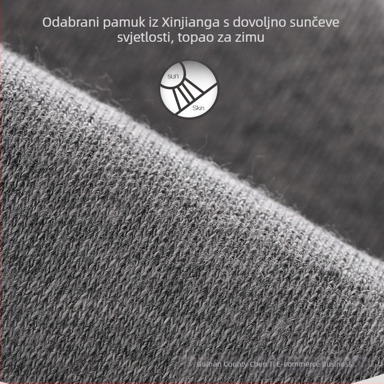 Unisex komplet termalne odjeće od 100% pamuka, tanak materijal, okrugli izrez, gornji dio s dugim rukavima i hlače
