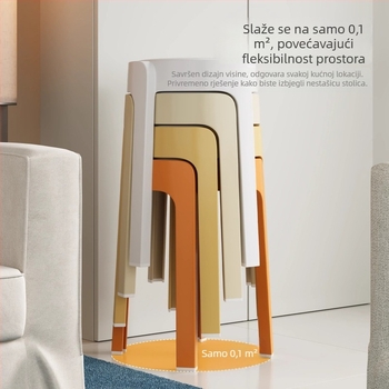 Plastična stolica za kućnu upotrebu, čvrsta i izdržljiva, ekstra debela, stohoviva, visoka okrugla stolica za goste, s mekanom presvlakom.
