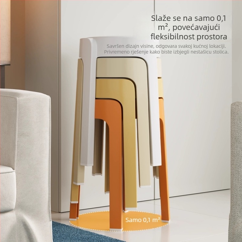 Plastična stolica za kućnu upotrebu, čvrsta i izdržljiva, ekstra debela, stohoviva, visoka okrugla stolica za goste, s mekanom presvlakom.