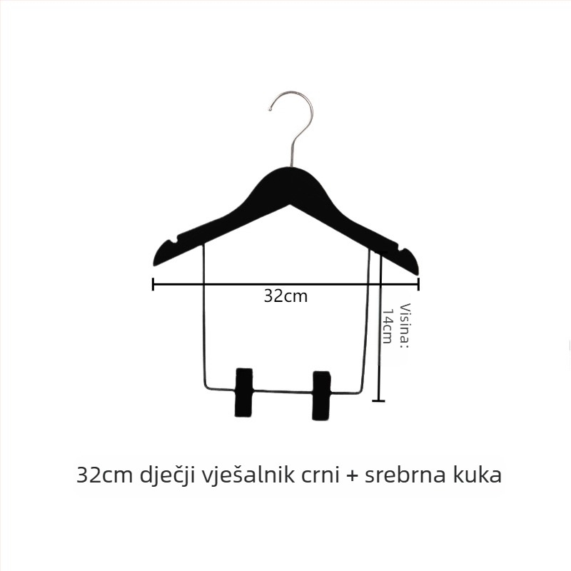 Drvene dječje vješalice za odjeću s protukliznom površinom, klipsovi za hlače, set od 5 komada