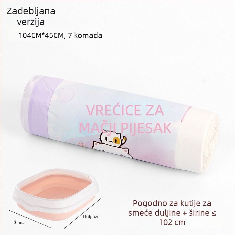 Grube vreće za mačji steljak s vrpcom za automatsko zatvaranje, plastične vrećice za čišćenje kutije mačaka