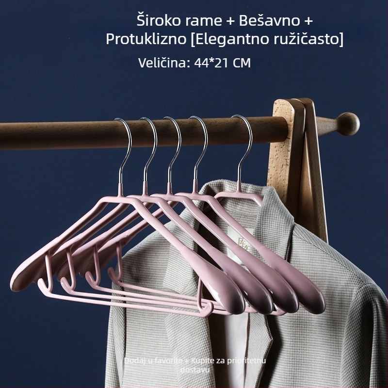 Kućna vješalica za odjeću s protukliznim ramenima, pogodna za odijela i kapute, bez šavova, s širokim ramenima