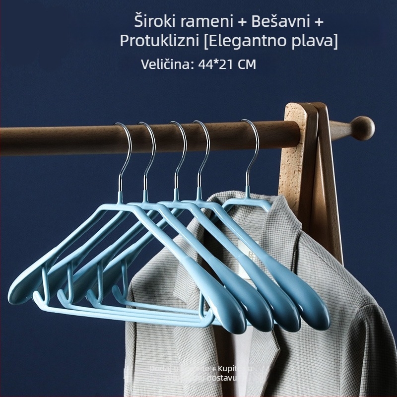 Kućna vješalica za odjeću s protukliznim ramenima, pogodna za odijela i kapute, bez šavova, s širokim ramenima