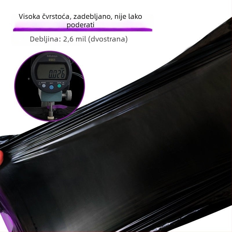 Crna kuhinjska vrećica s vezanjem, debela, za kućanstvo, srednje–velika veličina, jednokratna plastična vrećica