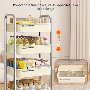 Četveroslojni mobilni rega za skladištenje – za kuhinju, dnevni boravak, spavaću sobu i učionu