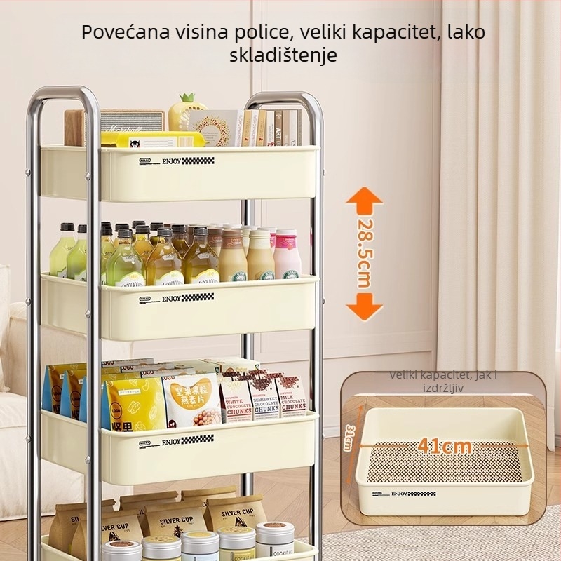 Četveroslojni mobilni rega za skladištenje – za kuhinju, dnevni boravak, spavaću sobu i učionu