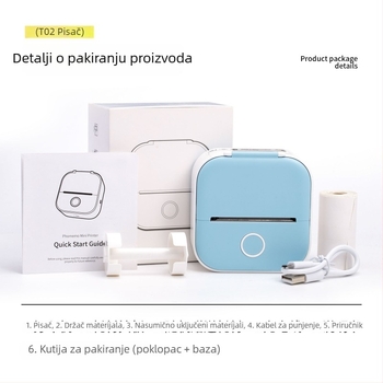 Phomemo T02 mini termo pisač – prijenosni pisač za etikete Bluetooth za telefon, kućna upotreba, pisač za ispravke pogrešaka